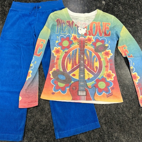 Girls Juicy Couture Pants & Tease Long Sleeved Tshirt Top - 2 Piece Set - size 8